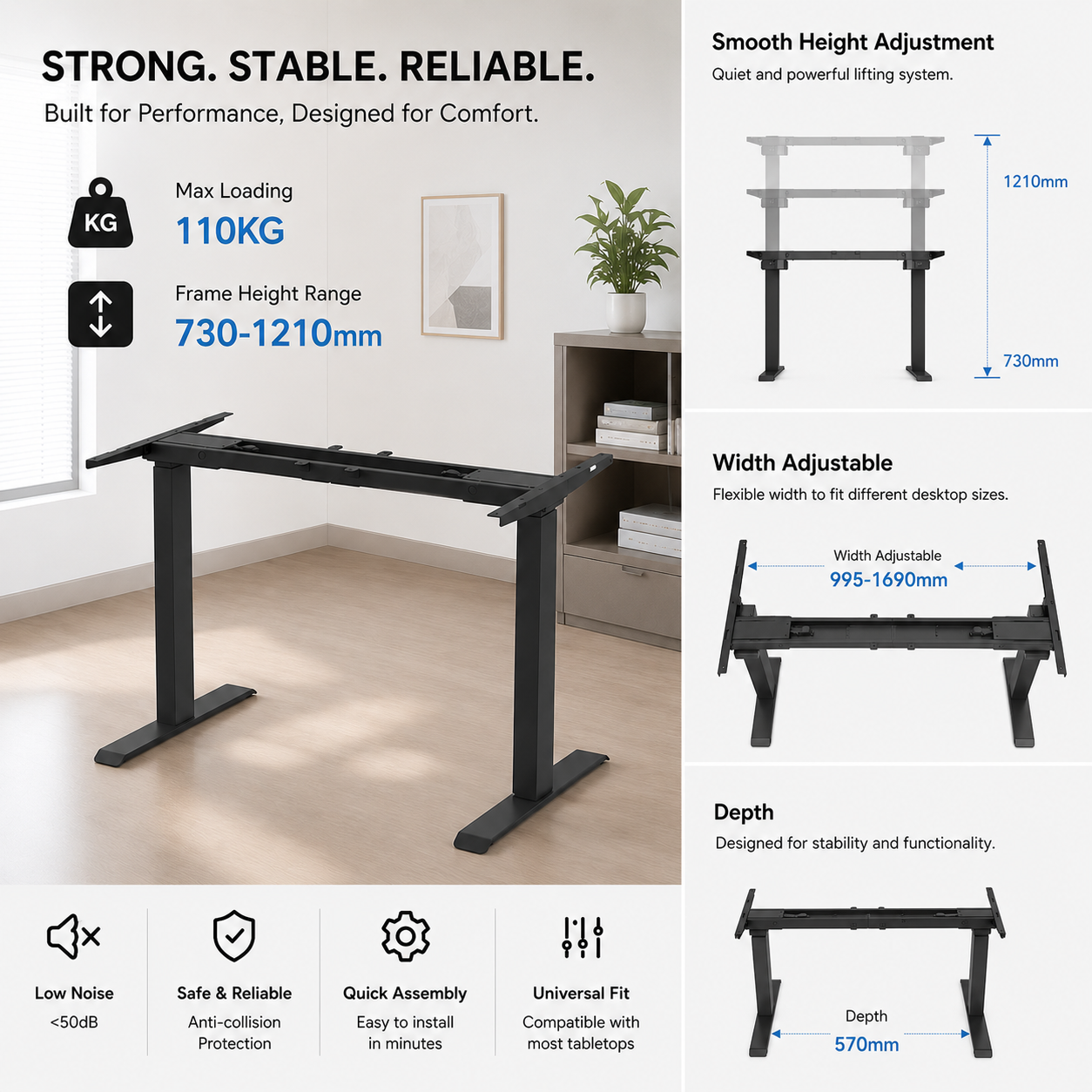 ED9-F Dual Motor Standing Desk Frame