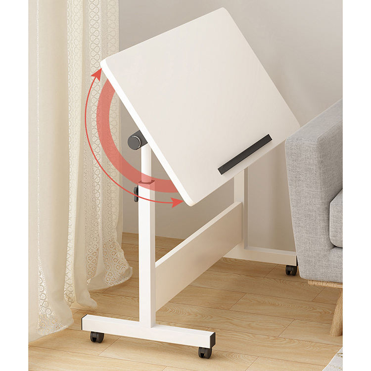 Simple Movable White Wooden Work Station Height Manual Adjustable Foldable Table For Home
