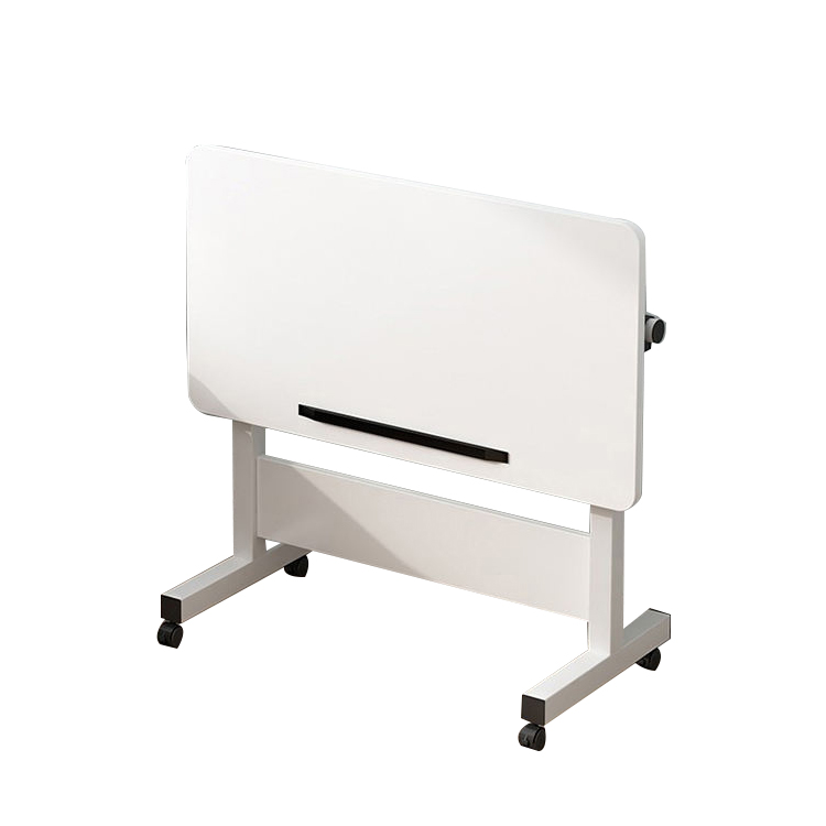 Simple Movable White Wooden Work Station Height Manual Adjustable Foldable Table For Home