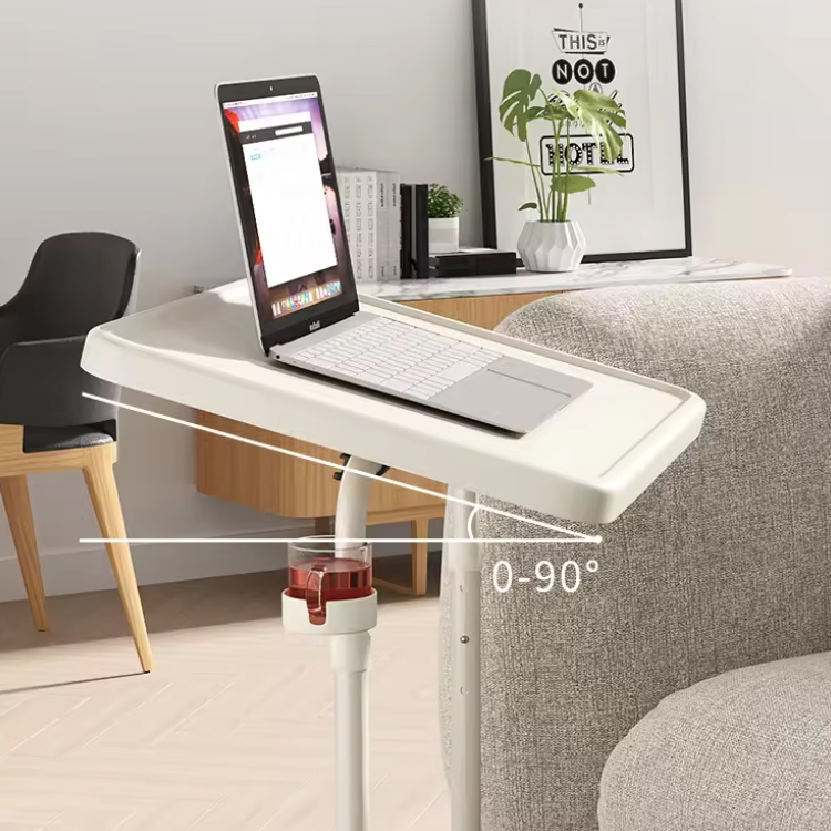 White Metal Minimalist Height Manual Adjustable Standing Desk