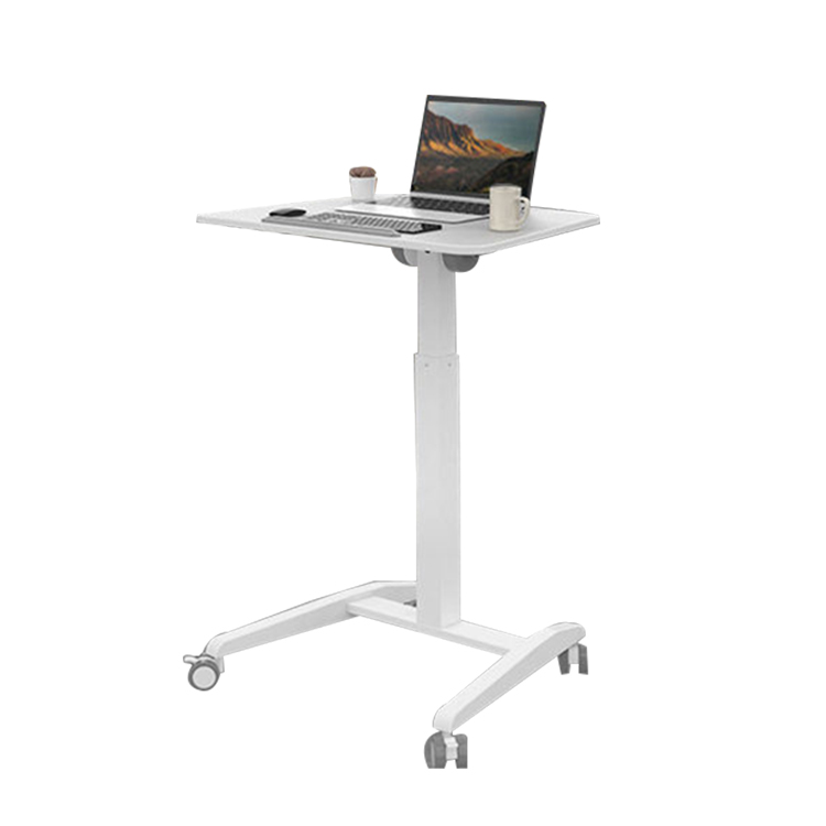 Pneumatic White Wooden Grain Standup Desk For Room